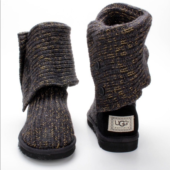 Ugg Black and Gold Cardy Boots